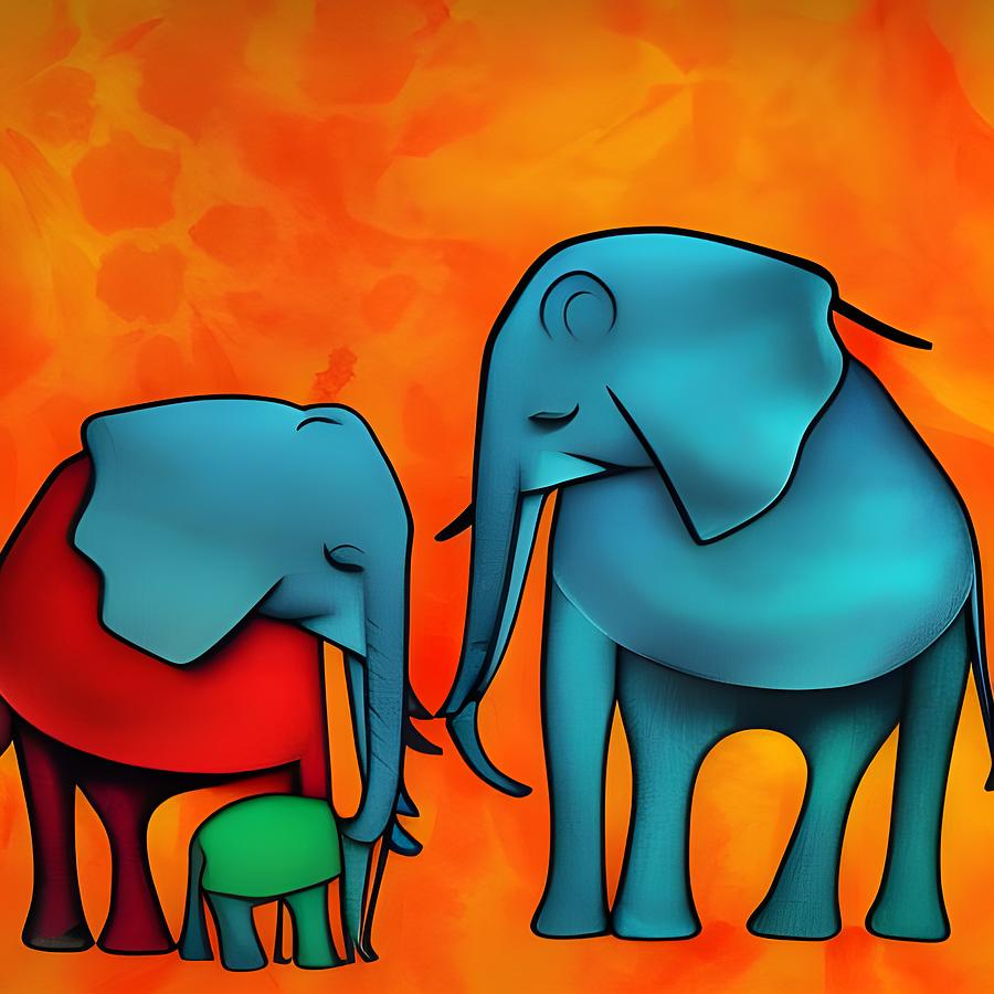 Elephants Abstract Art Digital Art by Mohit Nathani - Fine Art America