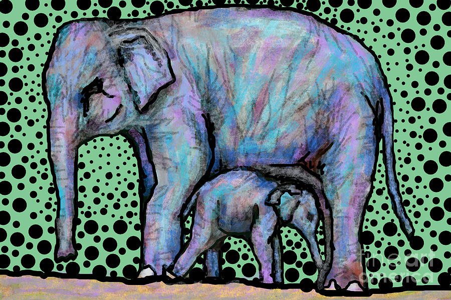Elephants Painting by Bradley Boug