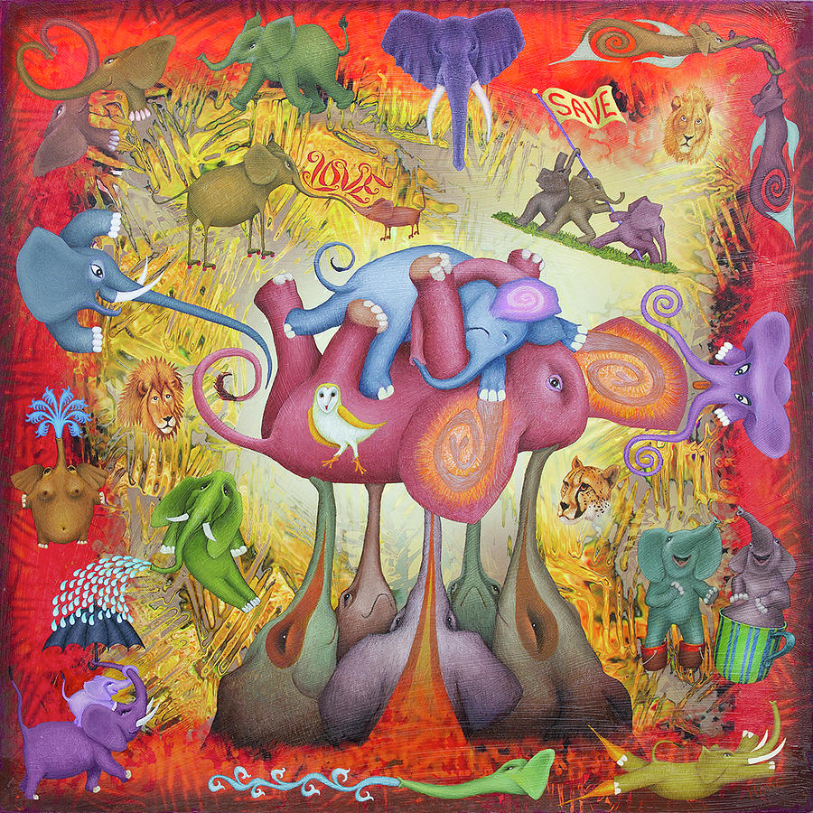Elephants Forever Painting by Hone Williams