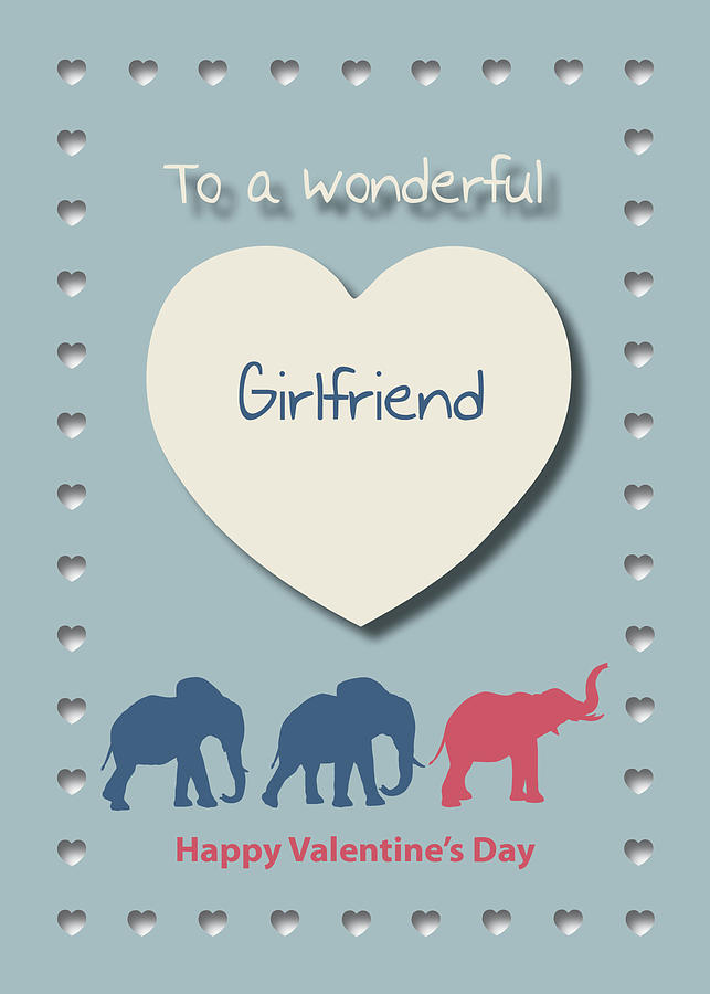 Elephants Hearts Wonderful Girlfriend Valentines Day Digital Art by Jan Keteleer
