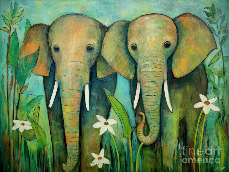 Elephants Digital Art by Jutta Maria Pusl