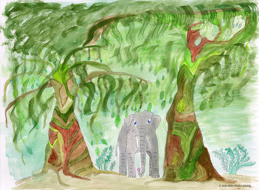 Elephoot under Banyans Painting by Helen Holden-Gladsky