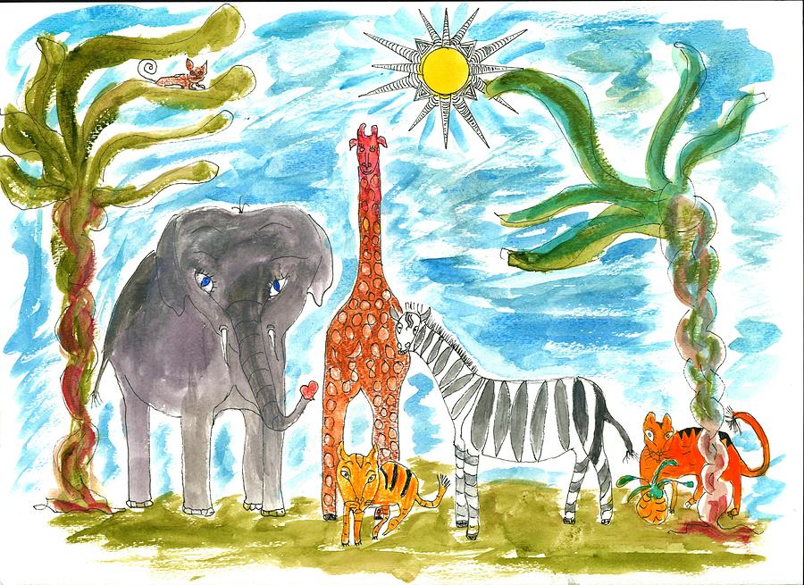 Elephoot Visits the Zoo Painting by Helen Holden-Gladsky