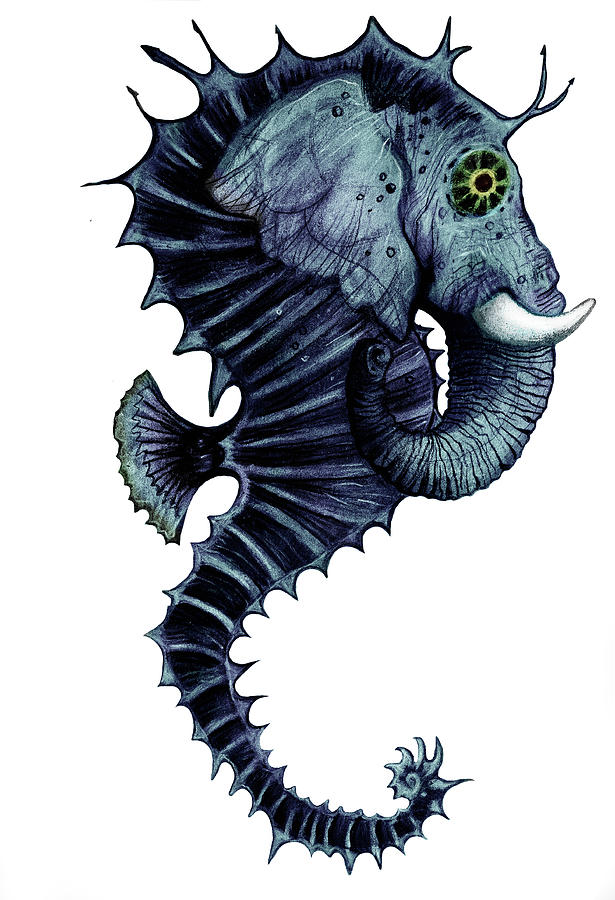 Seahorse Drawing - Elephorse by Sharlena Wood