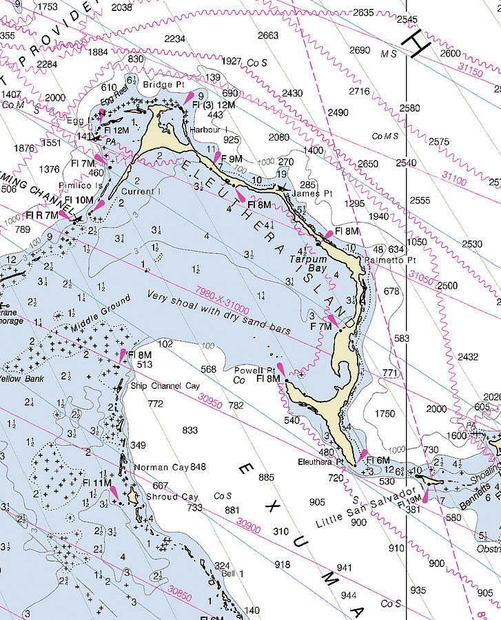 Eleuthera Bahamas Nautical Chart Digital Art by Sea Koast - Fine Art ...