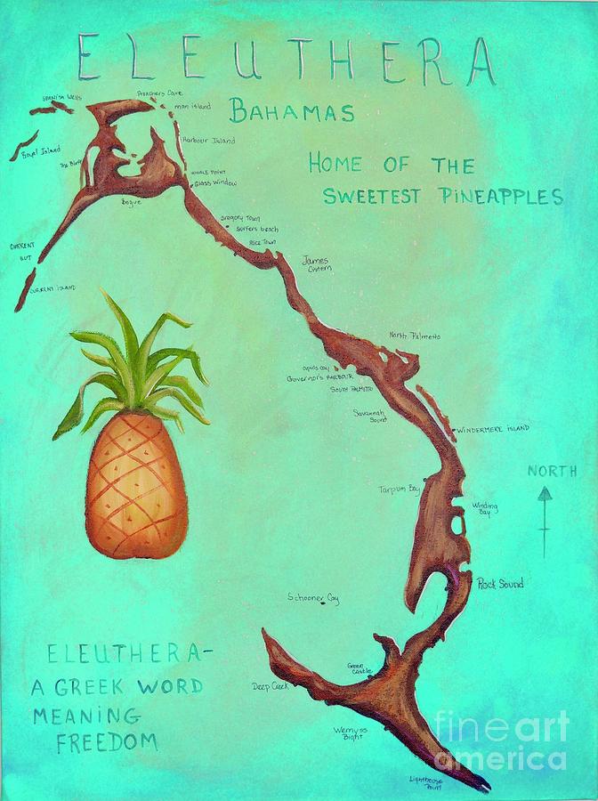Eleuthera map Painting by Patricia Piffath