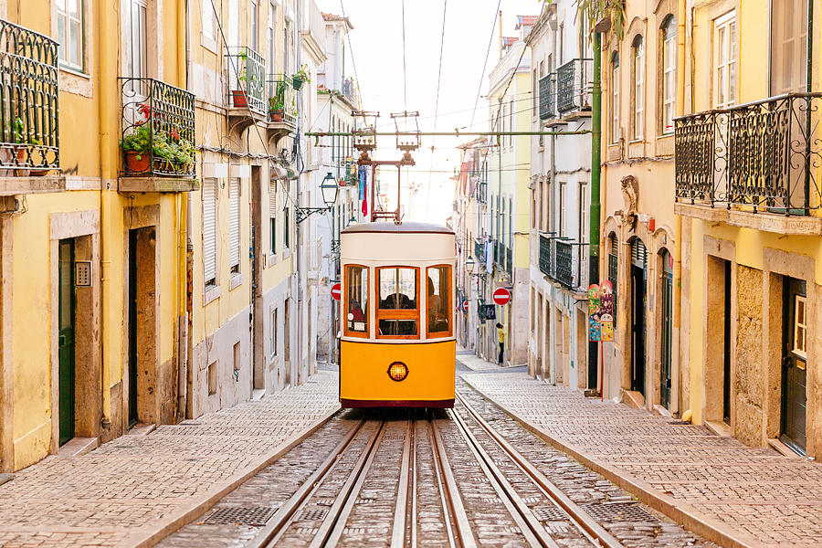 Elevador da Bica funicular in Lisbon, Portugal Photograph by Alexander Spatari