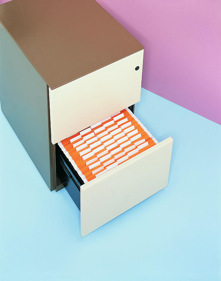 Elevated View of an Open Filing Cabinet Photograph by Max Oppenheim