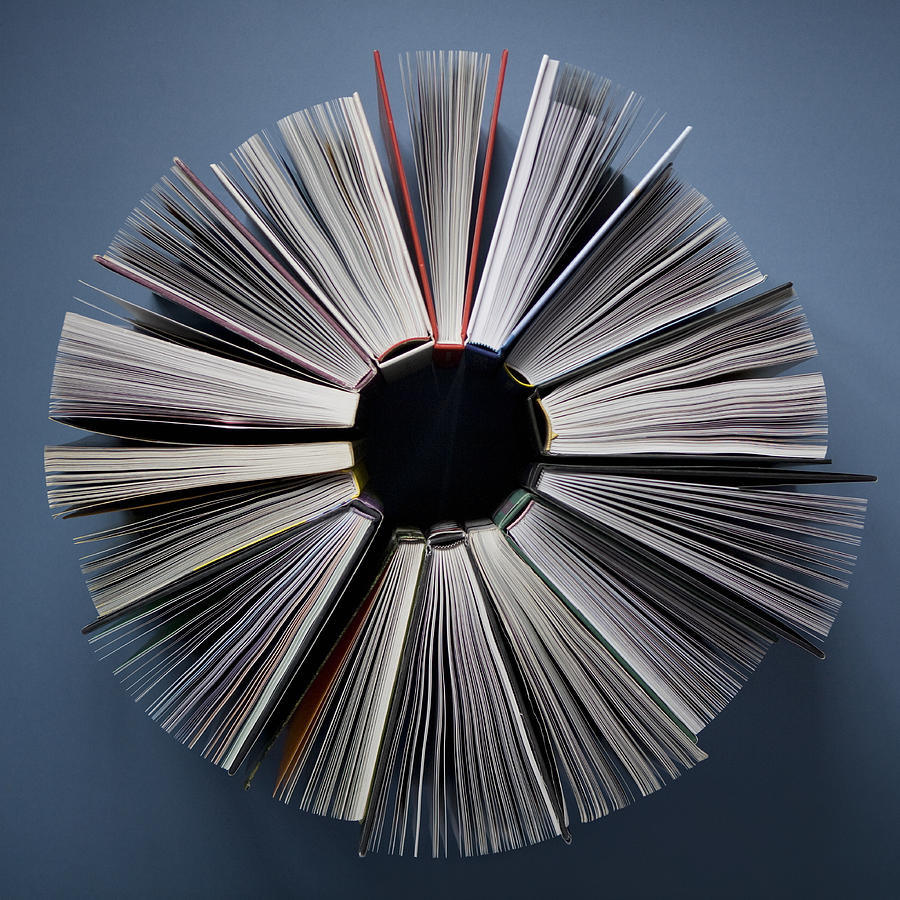 Elevated view of books in a circle Photograph by David Malan