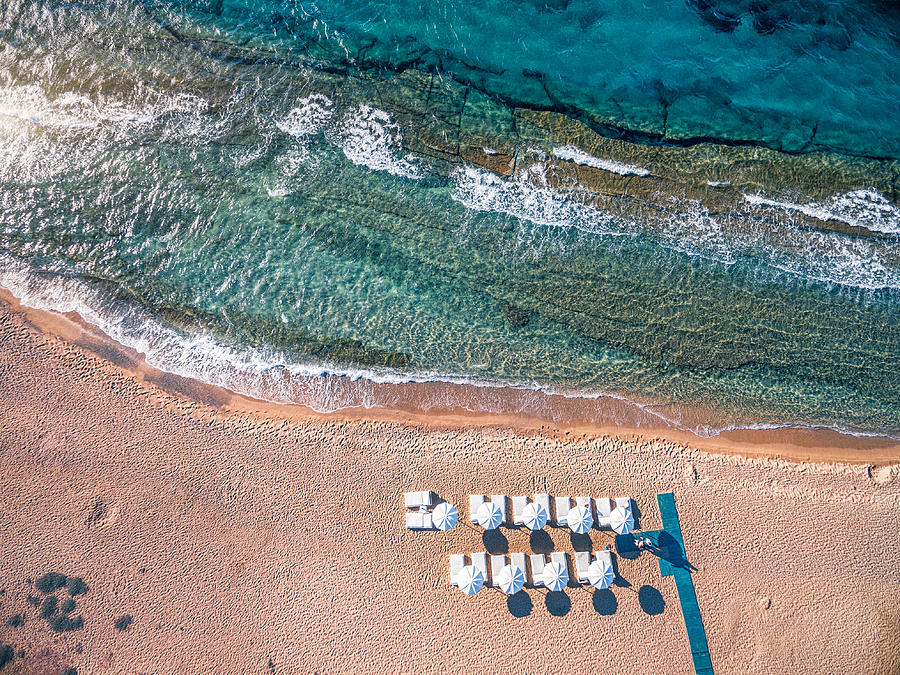 Elevated View of Mykonos Bay Beach Photograph by SW Photography
