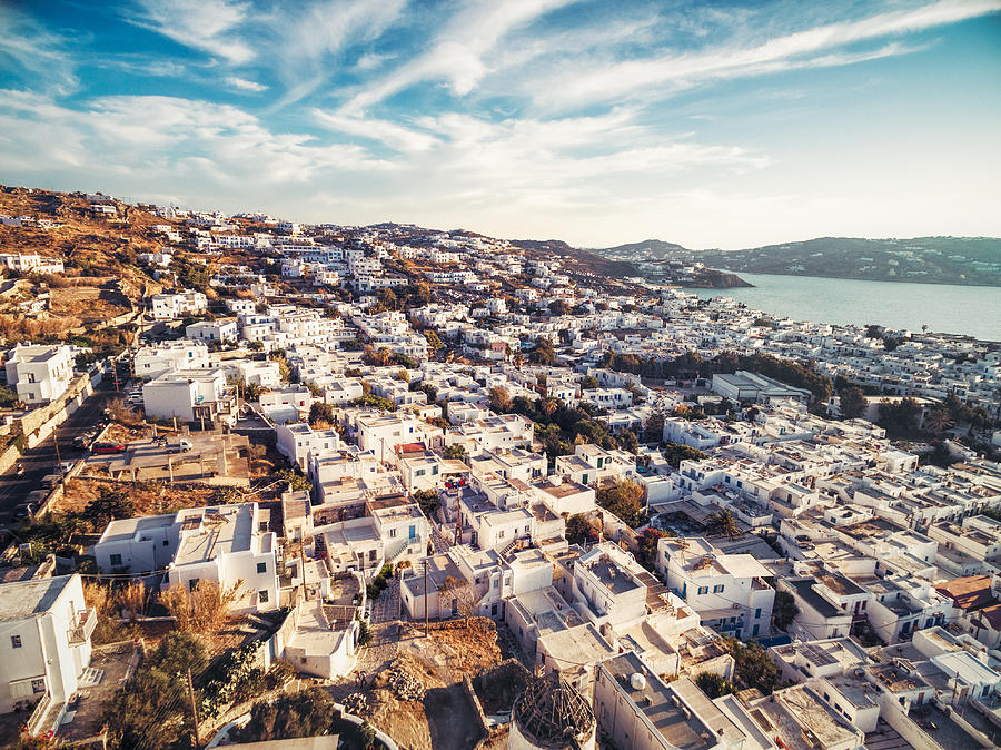 Elevated View of Mykonos city Photograph by SW Photography
