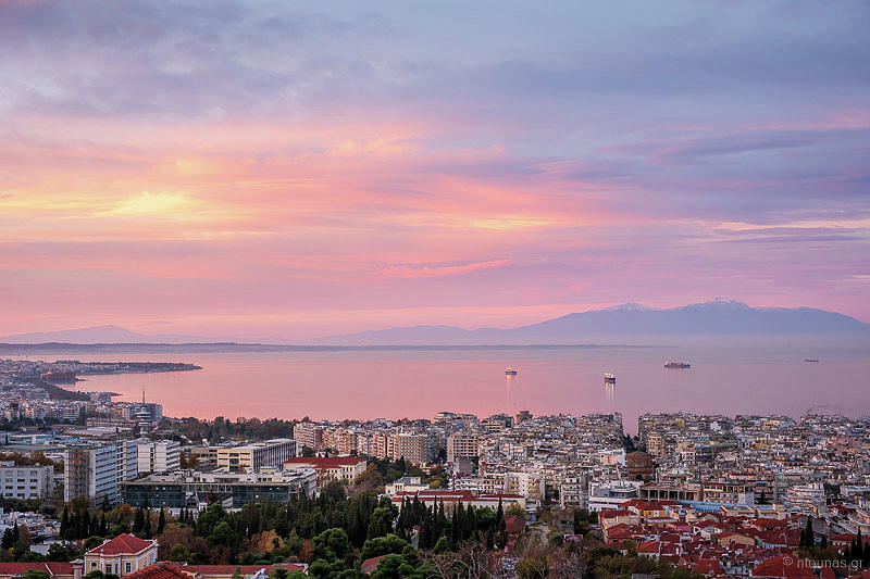 Elevated View of Thessaloniki Greece at Sunrise Photograph by Alexios Ntounas