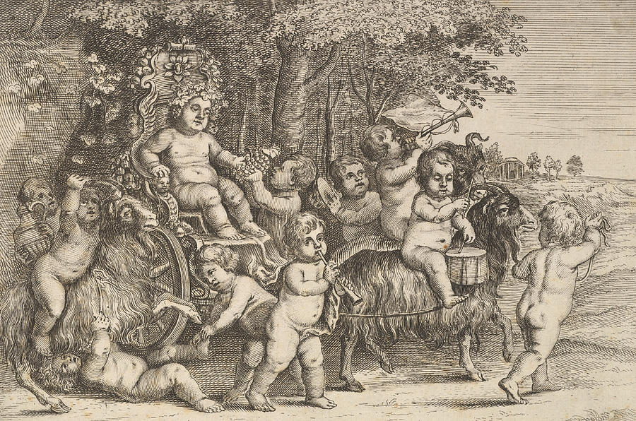Eleven Boys and Three Goats Relief by Wenceslaus Hollar
