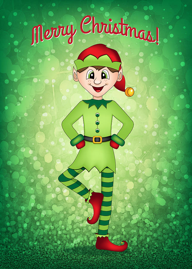 Elf Christmas Card Digital Art by Serena King