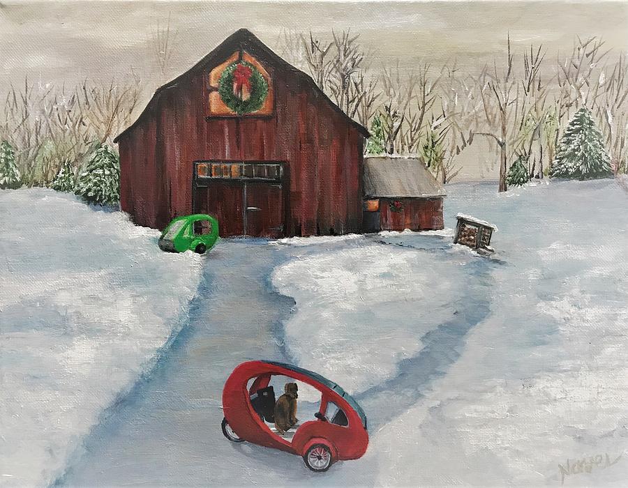 ELF Holiday Scene 2021 Painting by Deborah Naves