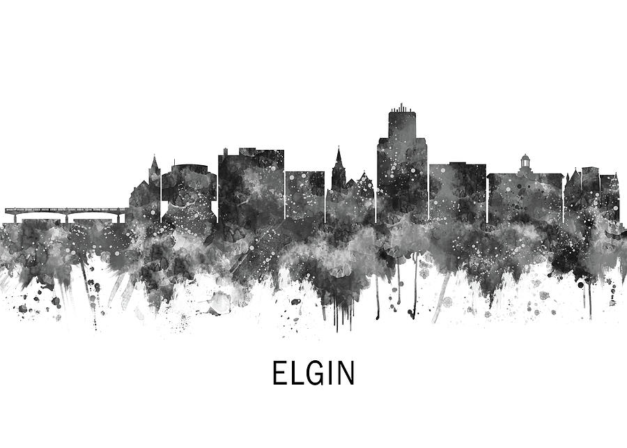 Elgin Illinois Skyline Bw Mixed Media By Nextway Art - Fine Art America