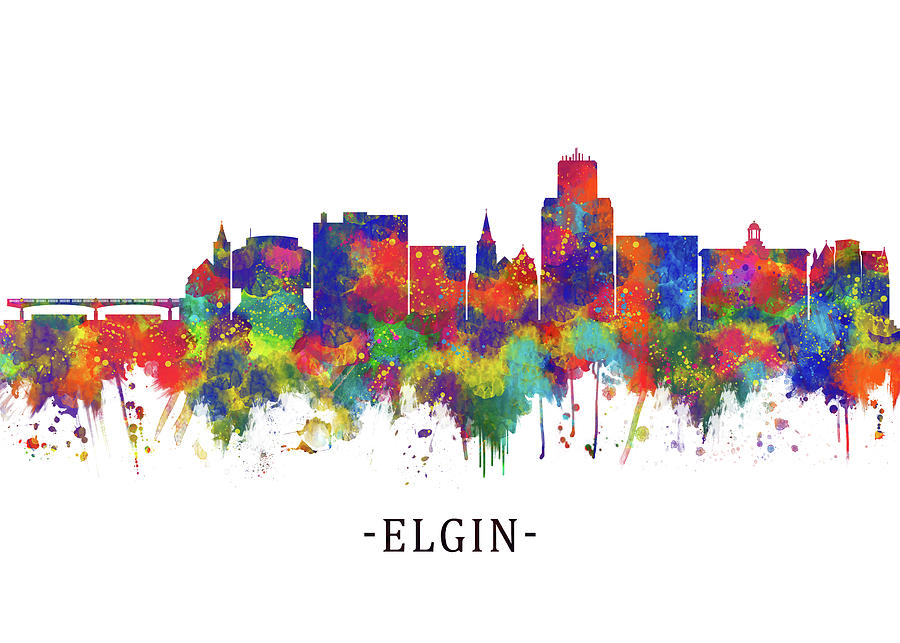 Elgin Illinois Skyline Mixed Media by NextWay Art - Fine Art America