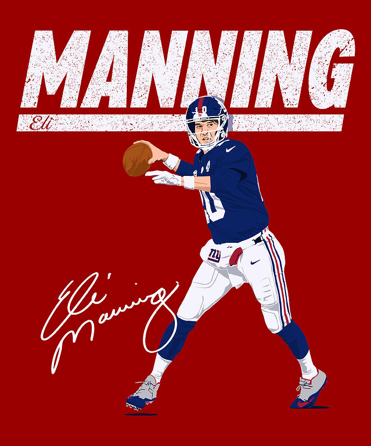 Eli Manning Vector Art NY Giants Legend Vintage Graphic Digital Art by