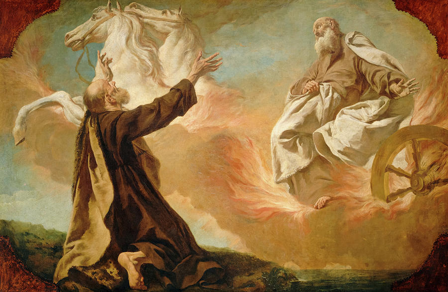 John The Baptist Painting - Elijah Taken Up in a Chariot of Fire, 1755 by Giuseppe Angeli