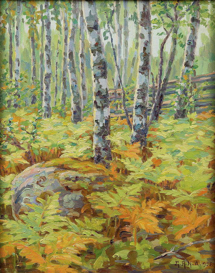 Elin Alfhild Nordlund Sunlight In The Forest Painting by Arpina Shop ...