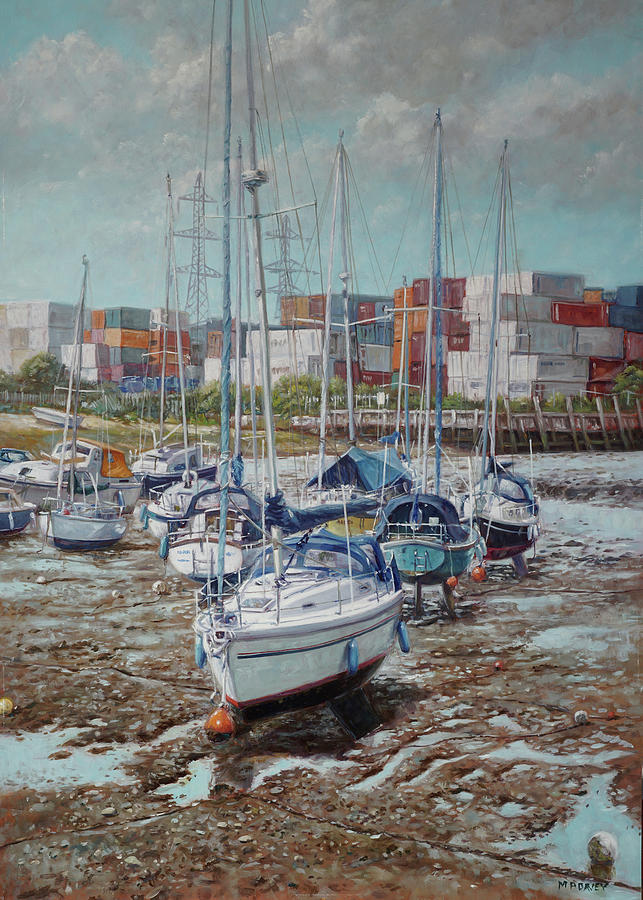 Eling Yacht Southampton Containers Painting by Martin Davey