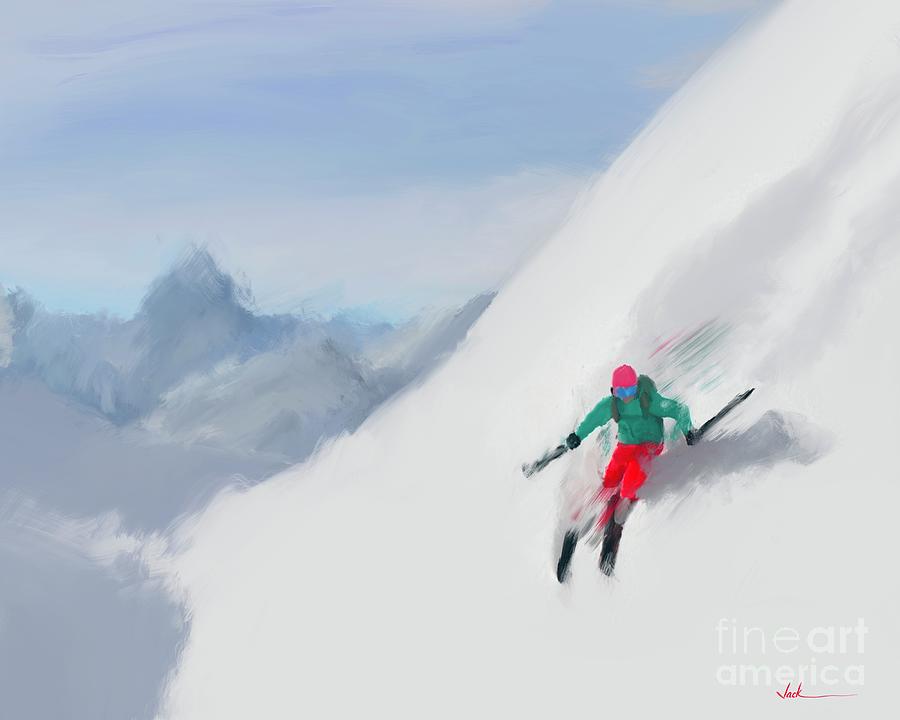 Skiing Painting - Elite Skiing by Jack Bunds Skiing Painting - Elite Skiing by Jack Bunds