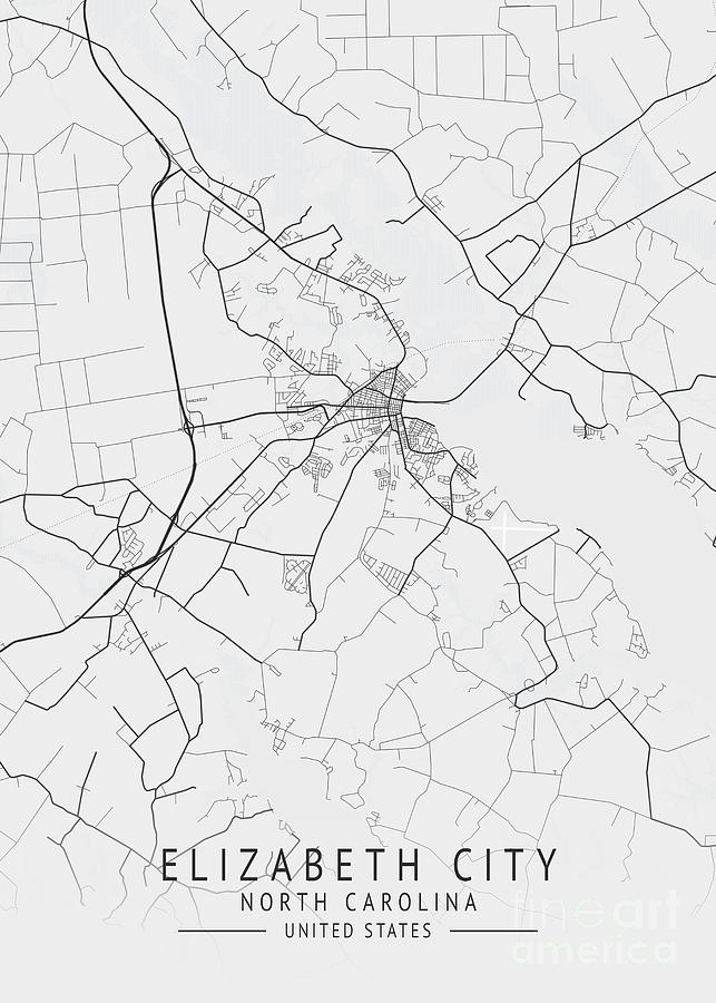 Elizabeth City North Carolina US Gray City Map Digital Art By Tien   Elizabeth City  North Carolina Us Gray City Map Tien Stencil 