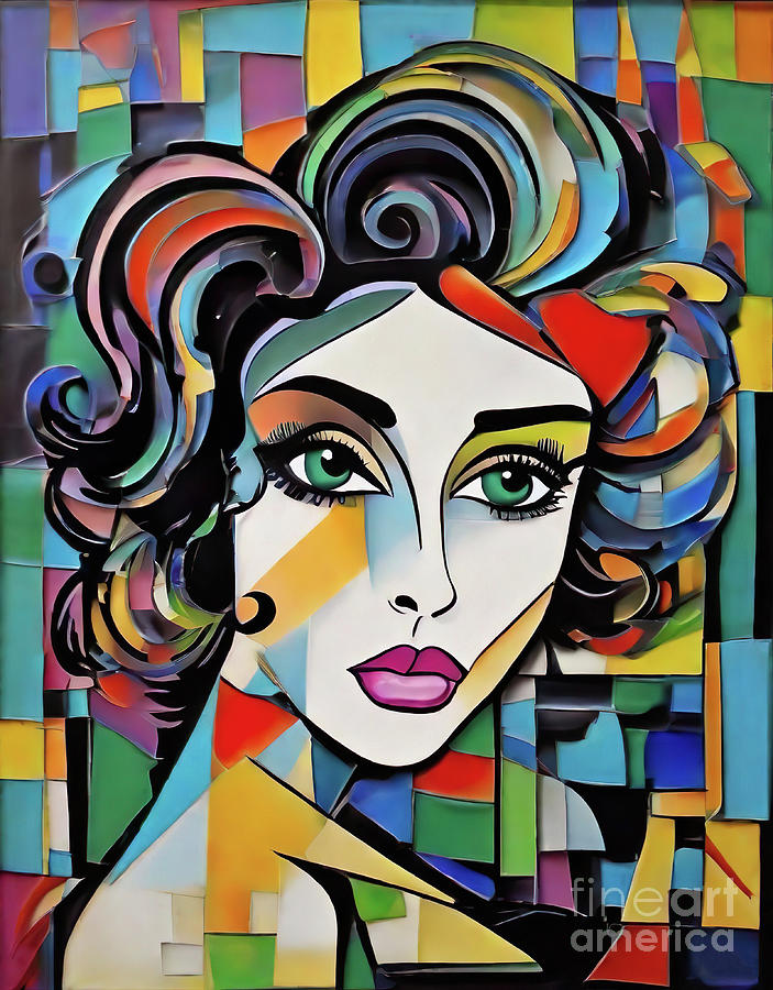 Elizabeth Taylor Digital Art - Elizabeth Taylor abstract by Movie World Posters