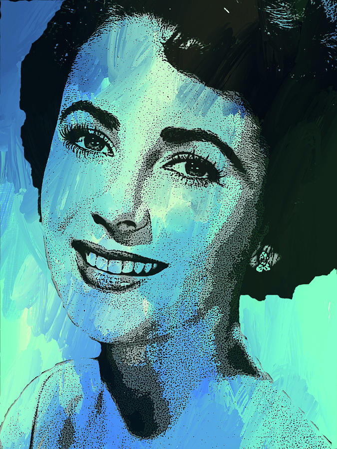 Elizabeth Taylor - blue Digital Art by Movie World Posters