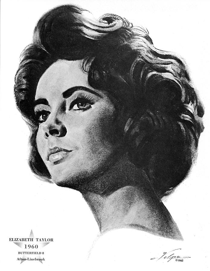 Elizabeth Taylor by Volpe Drawing by Movie World Posters
