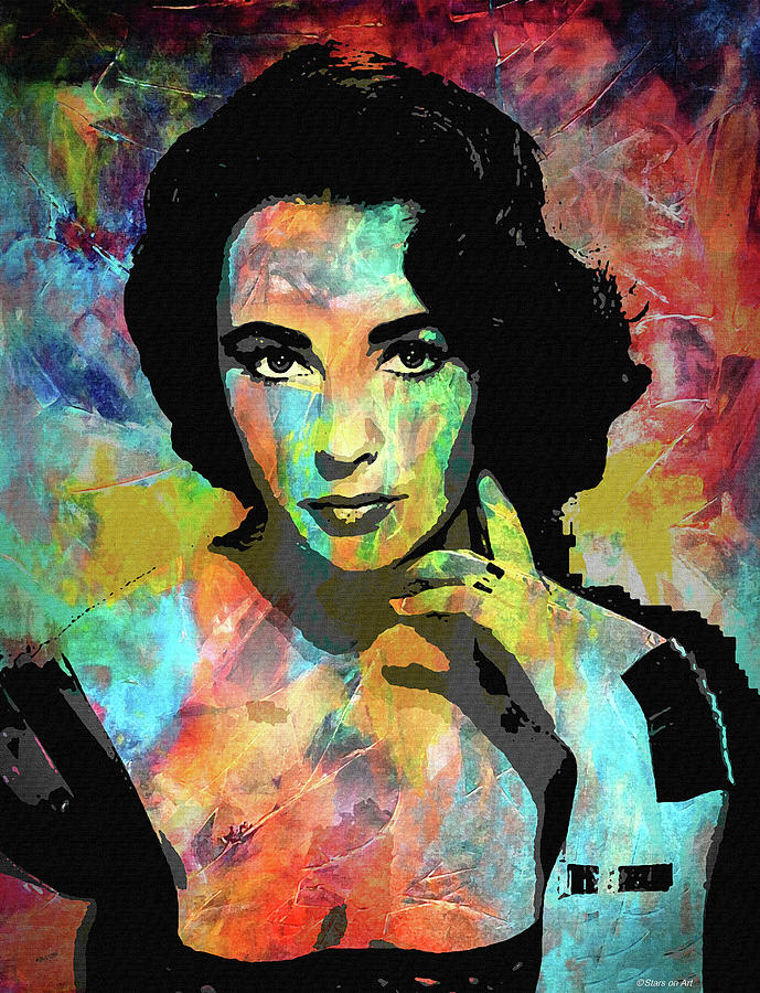 Elizabeth Taylor psychedelic portrait Digital Art by Movie World Posters