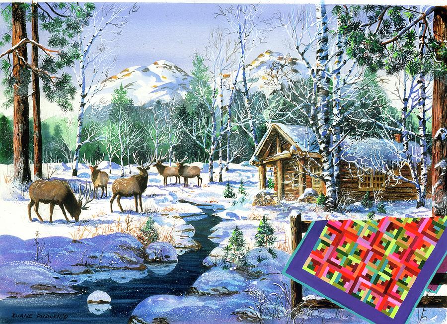Elk Crossing Painting by Diane Phalen