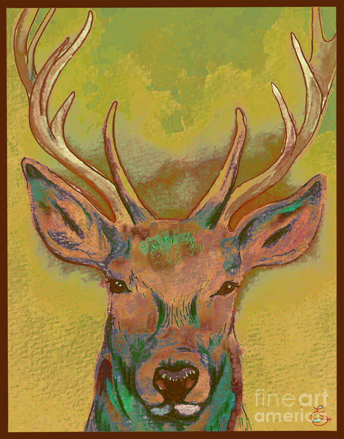Elk Head Gold Digital Art by Erika Schwab Fine Art America