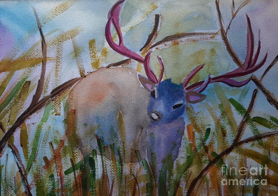 Elk Painting by L A Feldstein