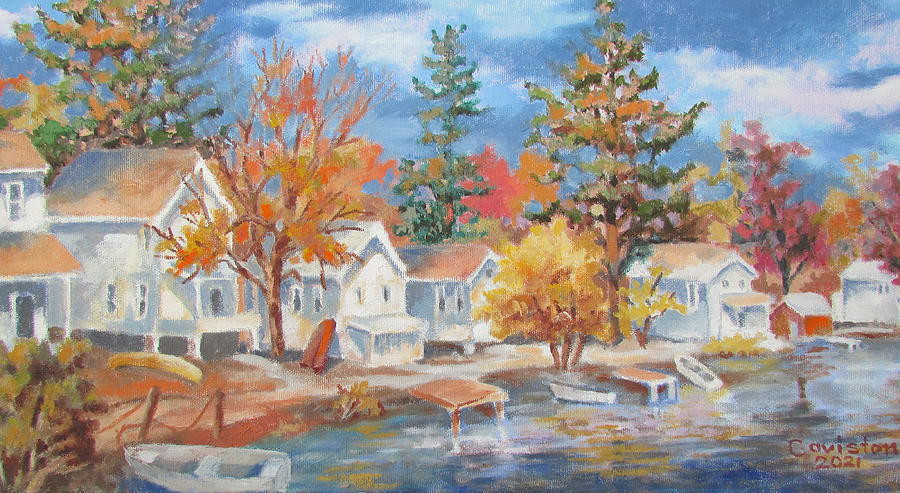 Elk Lake Autumn Painting by Tony Caviston