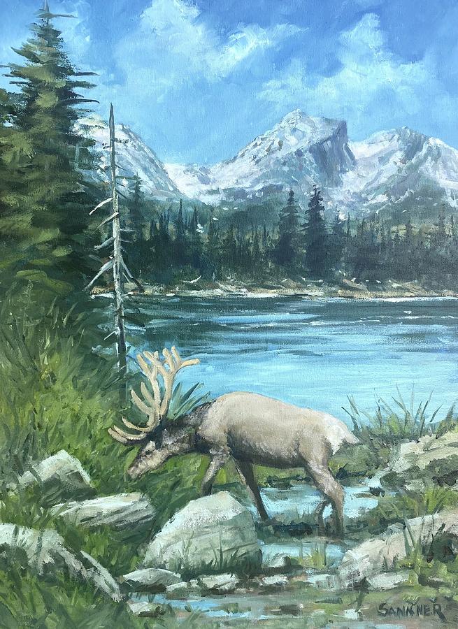 Elk Lake Painting by Robert Sankner