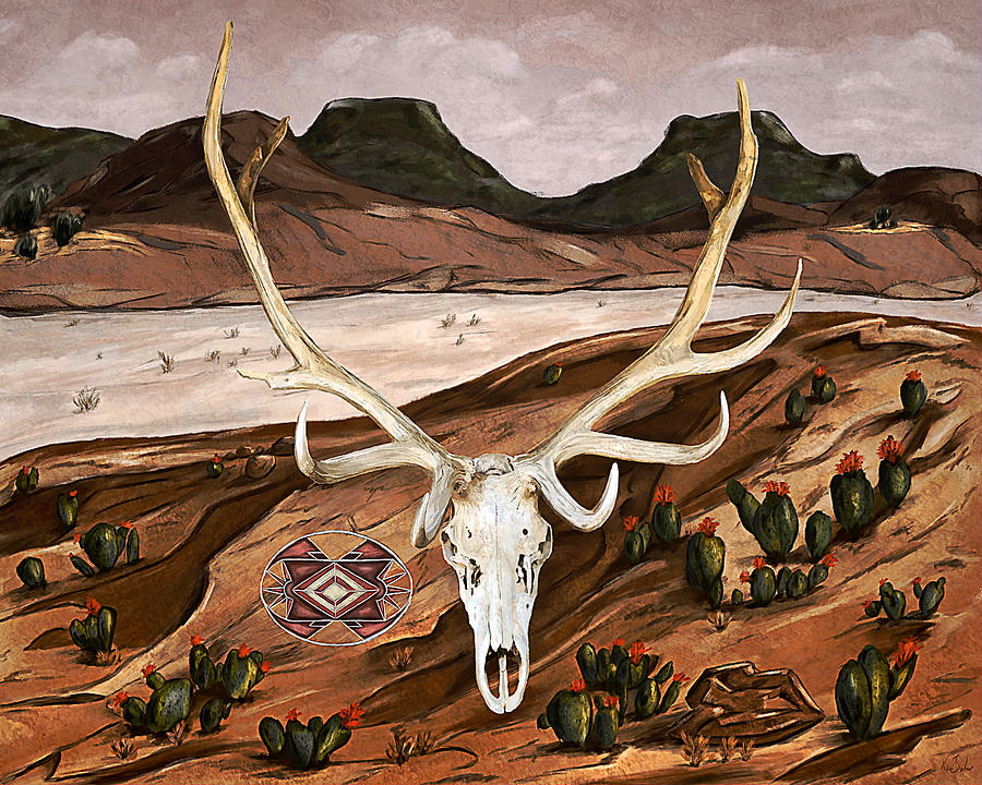 Elk Skull Digital Art by Ken Taylor