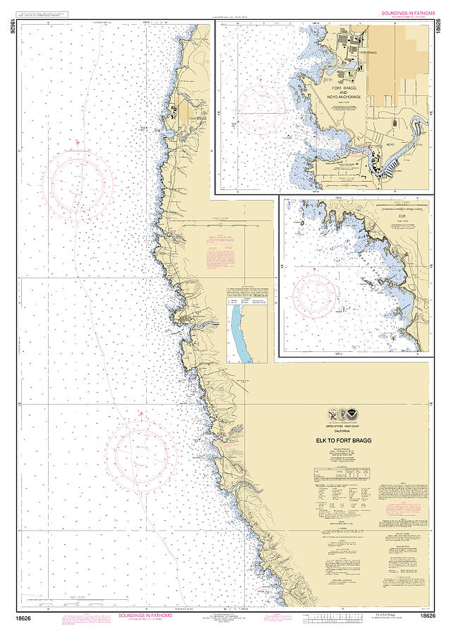 Elk To Fort Bragg California, Noaa Chart 18626 Digital Art by Nautical