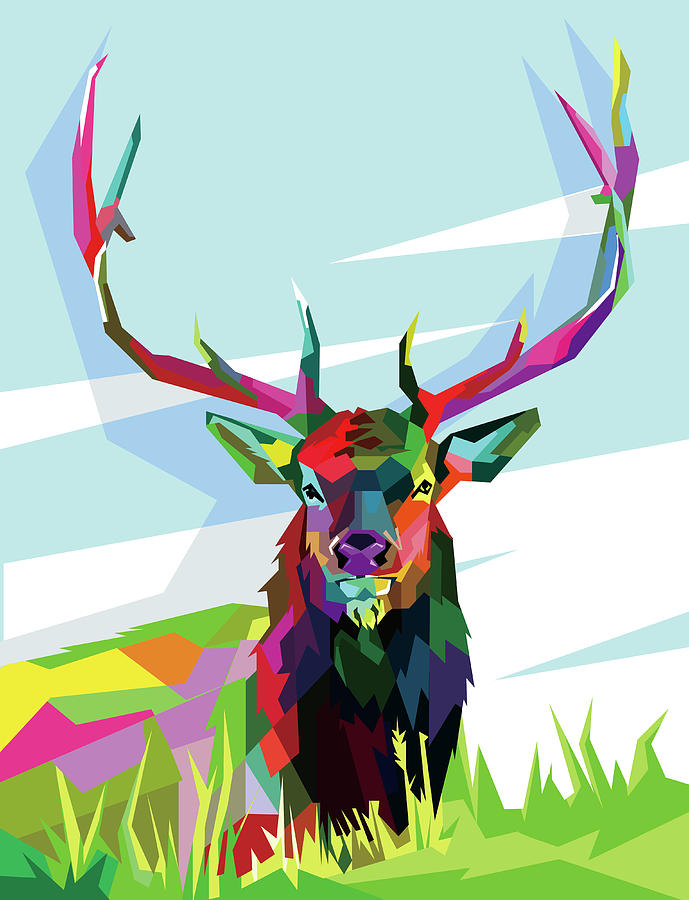 Elk Wpap Pop Art Digital Art