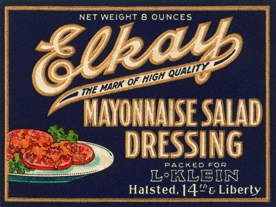 Vintage Drawing - Elkay Mayonnaise Salad Dressing by Vintage Food Labels