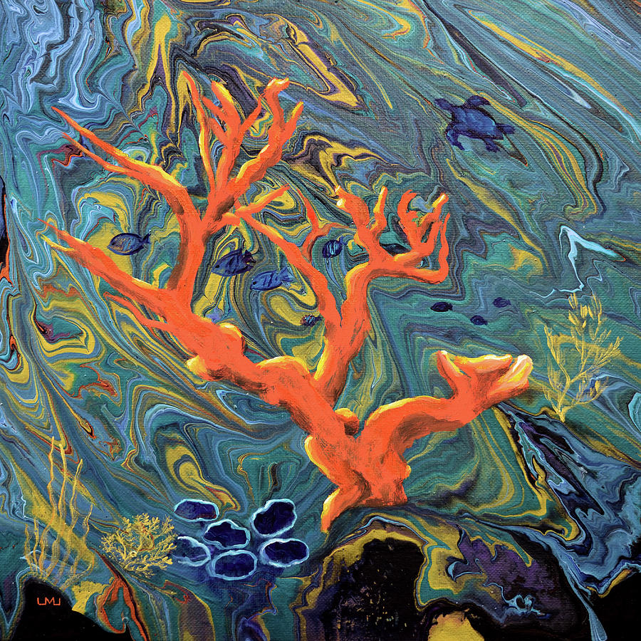 Elkhorn Coral Under the Sea Painting by Laura Iverson