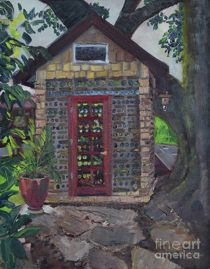 Ellijay Bottle House - Wine Bottles Painting by Jan Dappen
