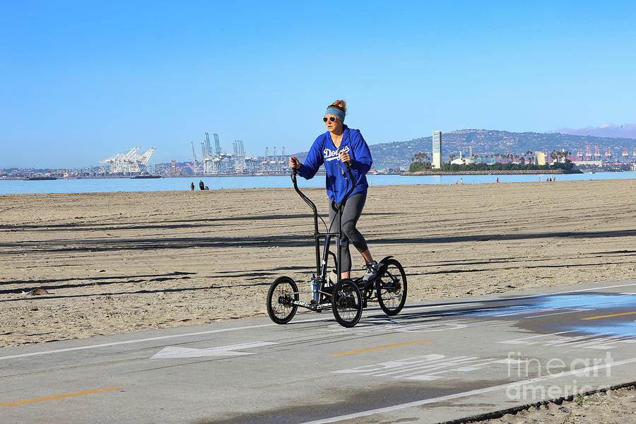Elliptical Bike Rider in Long Beach Photograph by Nina Prommer