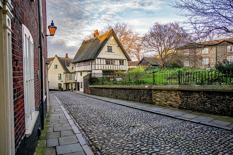Architecture Photograph - Elm Hill, a medieval street in Norwich, Norfolk by Chris Yaxley