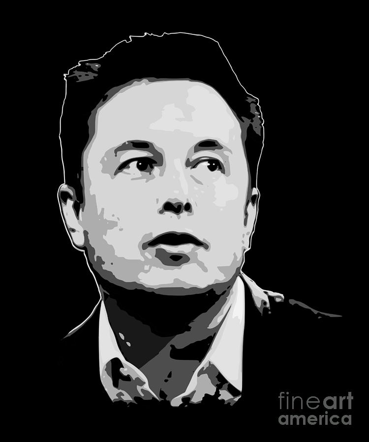 Elon Musk Black and White Digital Art by Megan Miller - Fine Art America