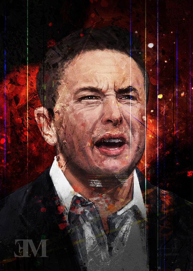Elon Musk color Digital Art by Andrea Gatti