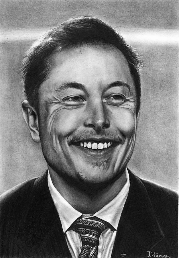 Elon Musk Drawing by Dhiman Roy Pixels