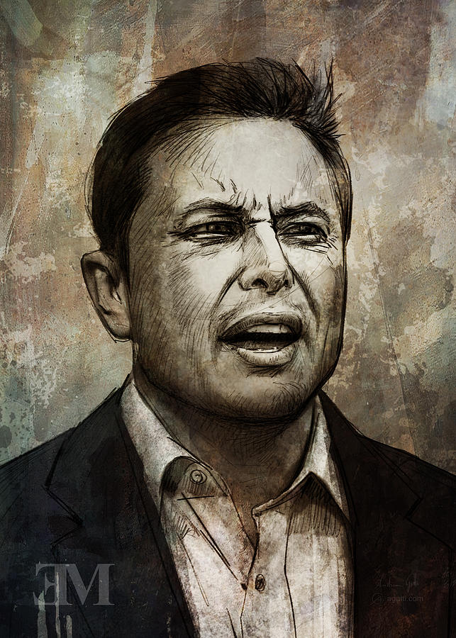 Elon Musk sepia Digital Art by Andrea Gatti