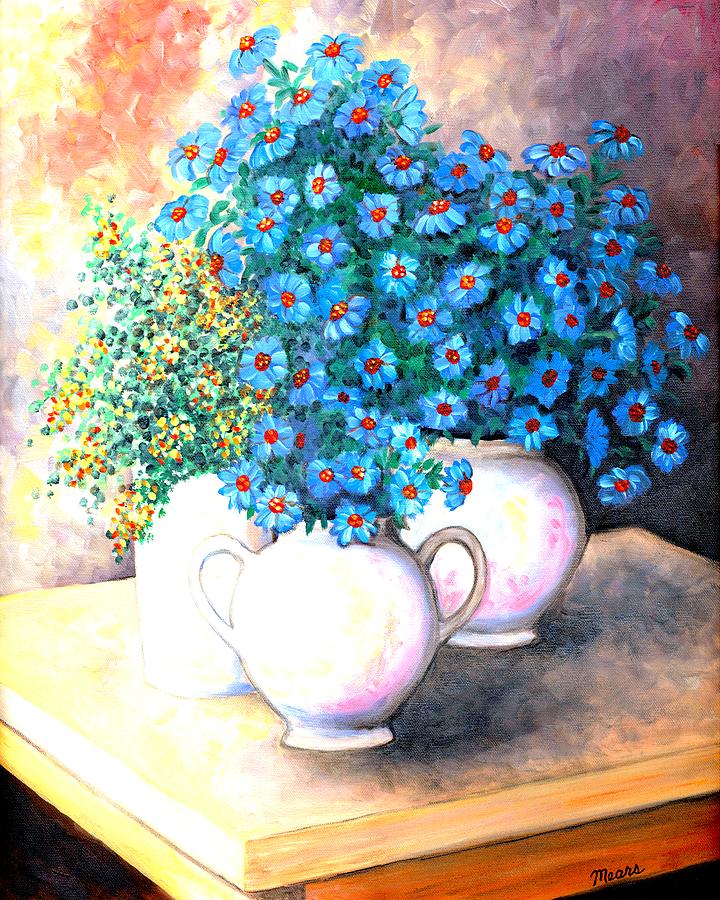 Flower Painting - Eloquent Blues by Linda Mears