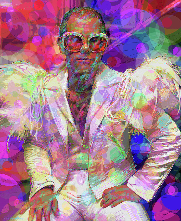 Elton John Painting by David Lloyd Glover
